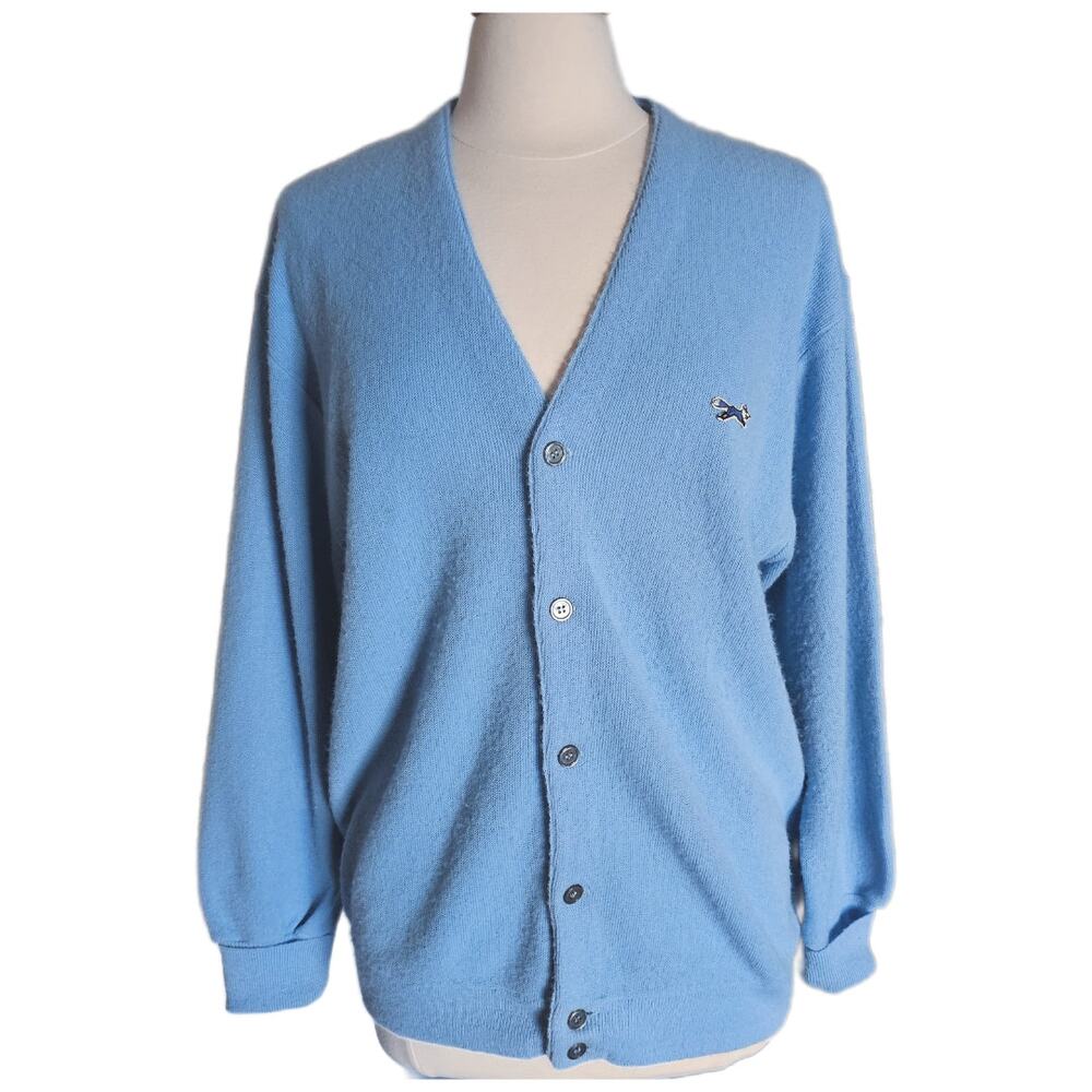 Vintage 80s The Fox Sweater Cardigan XL Light Blue